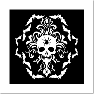 Gothic Damask (Spider Mind white) Posters and Art